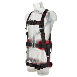 Protecta® E200 4-Punkt-Komfort-Auffanggurt mit horizontalen Beingurten Automatikverschlüsse schwarz-rot